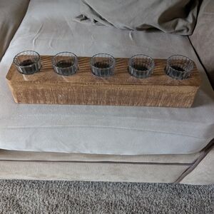 Kohl's Wooden Candle Holder with Glass Votives